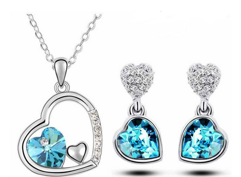 Crystal Double Heart Jewelry Set