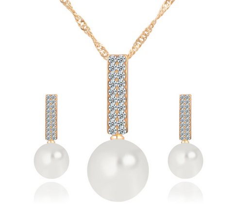 Jewelry Set Necklace Earrings Simple Pearl Pendant