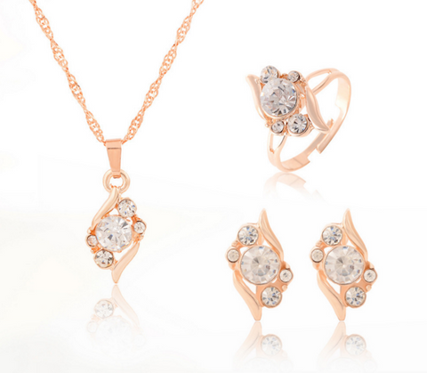 Jewelry Set Fashion Gold Plated Crystal Necklace Set