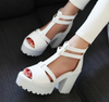 Platform Sandals High Heel Ankle Wrap Shoes