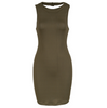 Womens Olive Green Stripped Hatler Bodycon Dress