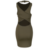 Womens Olive Green Stripped Hatler Bodycon Dress